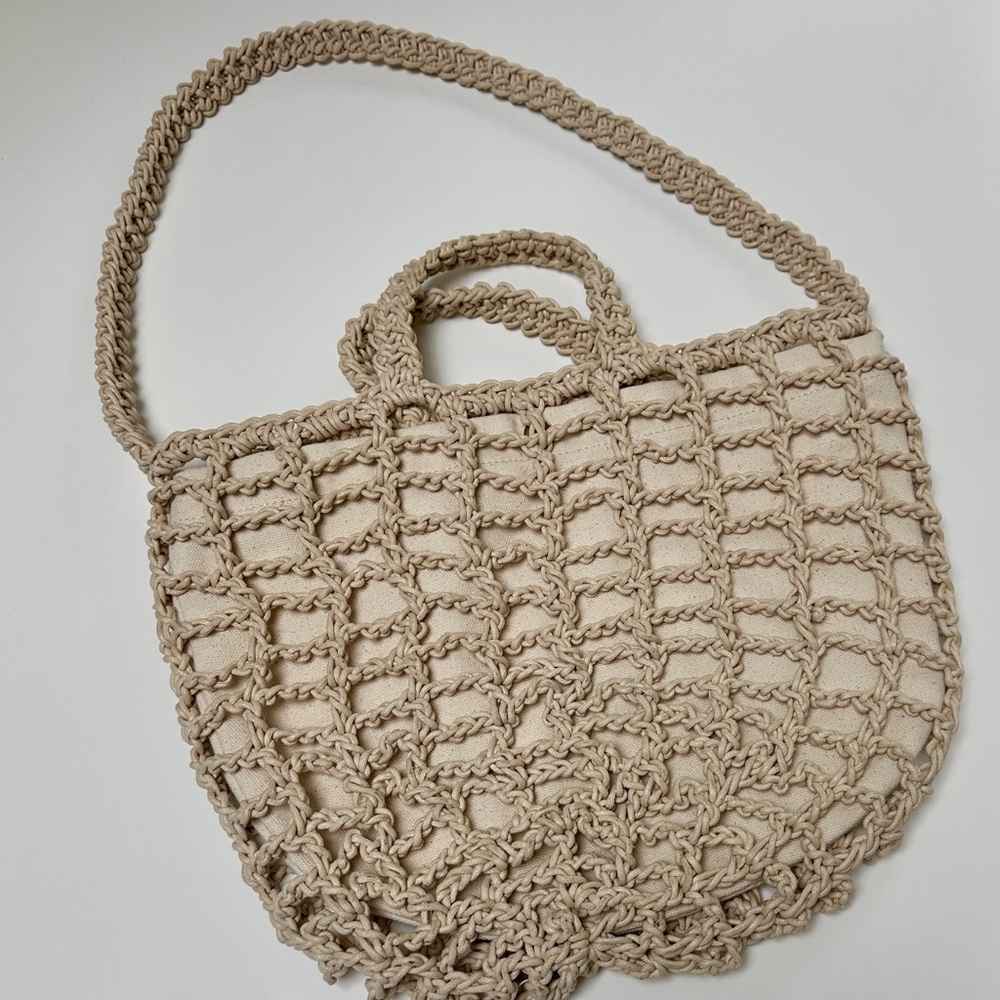 Madewell Womens Crocheted Shoulder Bag Antique Cream AH772 pristine condition